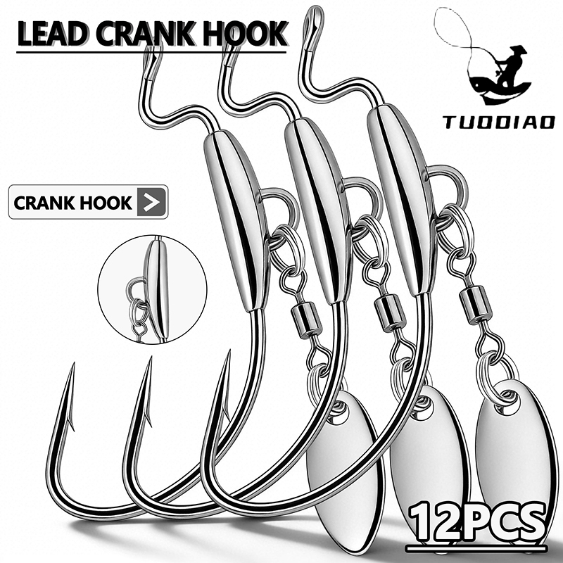 Fishing Hook Weedless - [TUODIAO]Crank Hook Jig Heads Set Weedless