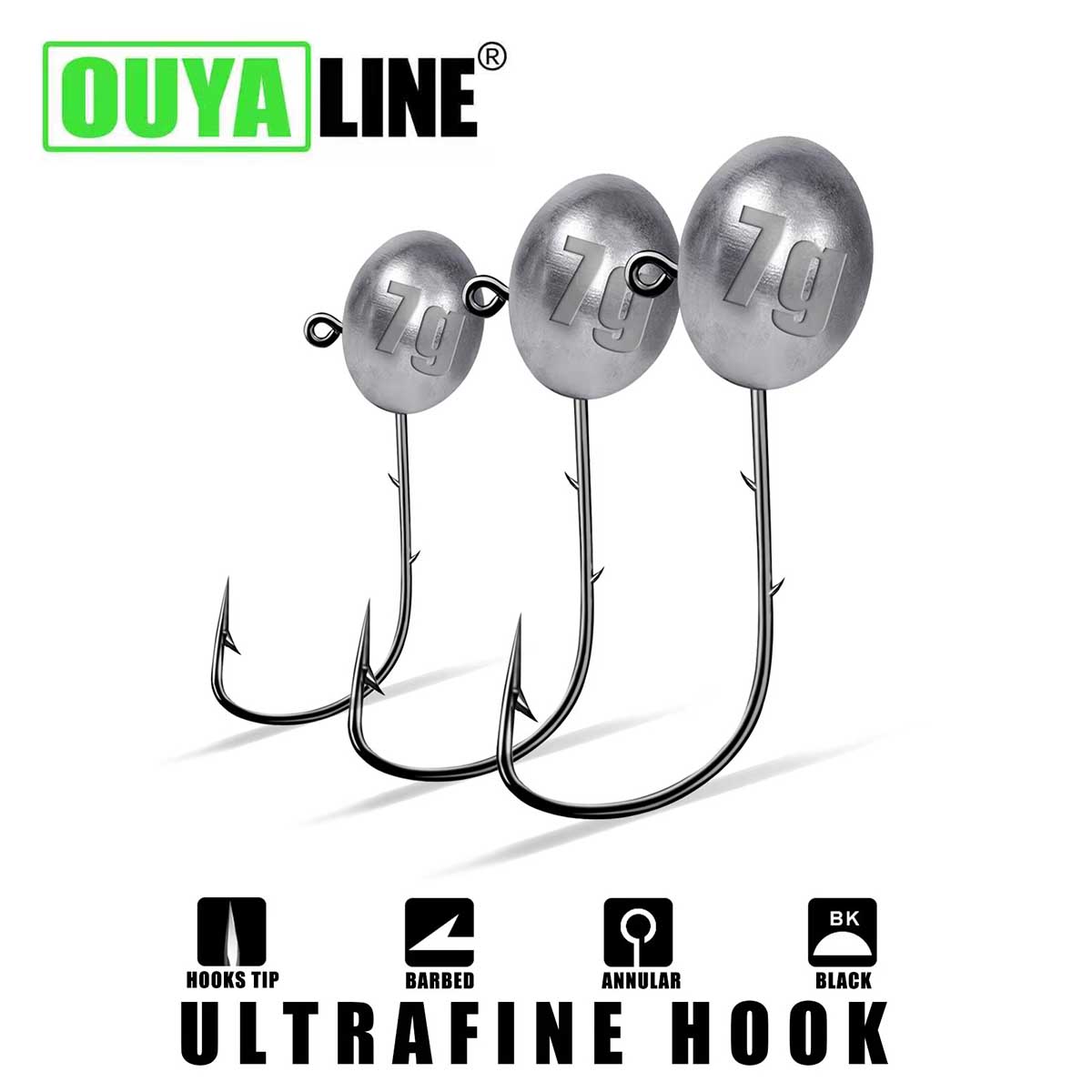 Fishing Hook Offset - Jig Head Hook 1X Rockfish Ajing