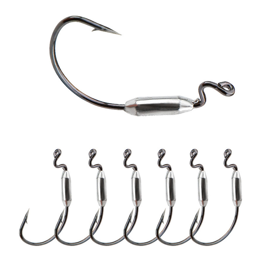 5pcs Soft Worm Lure 1/0# 2/0#  - Fishing Hook Offset recension och pris