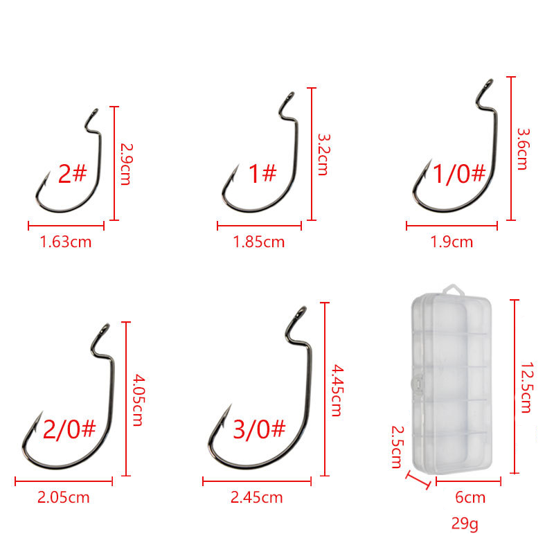 50pcs Wide Worm Hook Carbon St - Fishing Hook Offset recension och pris