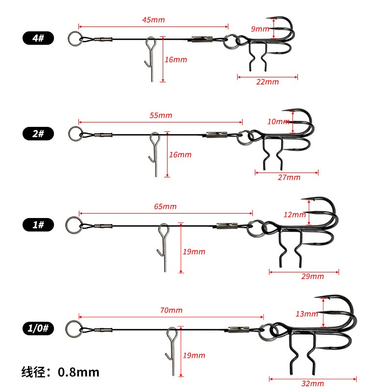LUREGO 2Pcs Stinger Rig T-Bell - Fishing Hook Weedless recension och pris