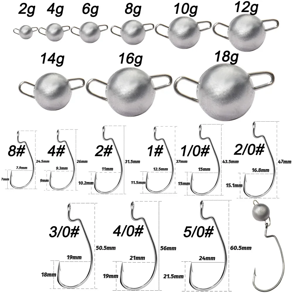 5pcs Metal Jig Head Worm Hooks - Fishing Hook Weedless recension och pris